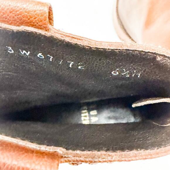 Stuart Weitzman Brown Square Toe Platform Leather Heeled Booties Y2K Size 6.5 - Picture 2 of 6